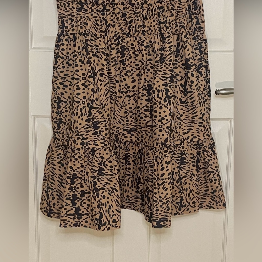 Anthropologie Somerset Animal Print Short Sleeve Mini Dress, Brown & Blk, Sz L - Picture 6 of 16